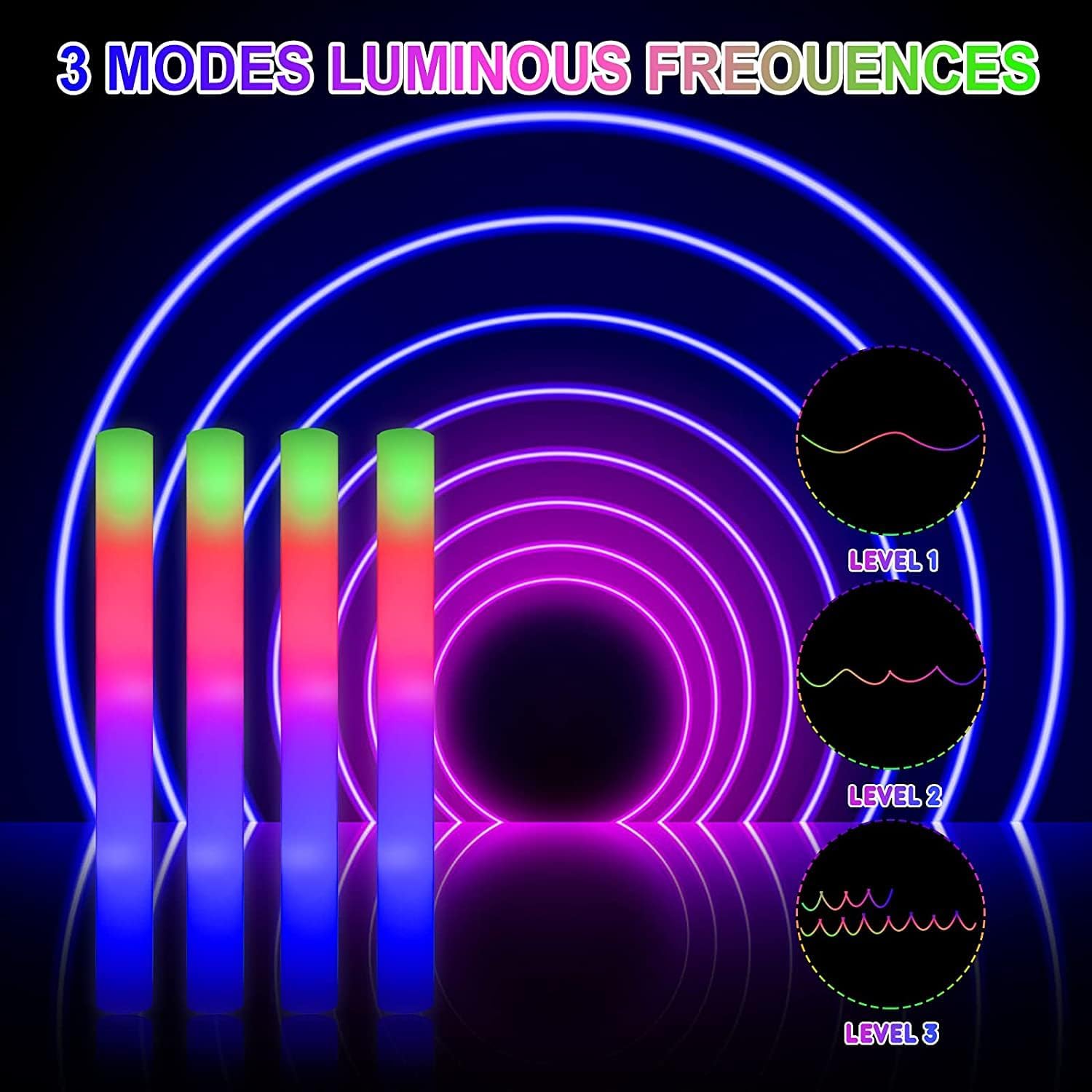 42Pcs Colorful RGB Glow Foam S - đánh giá và giá Flashing Led Foam Sticks Party