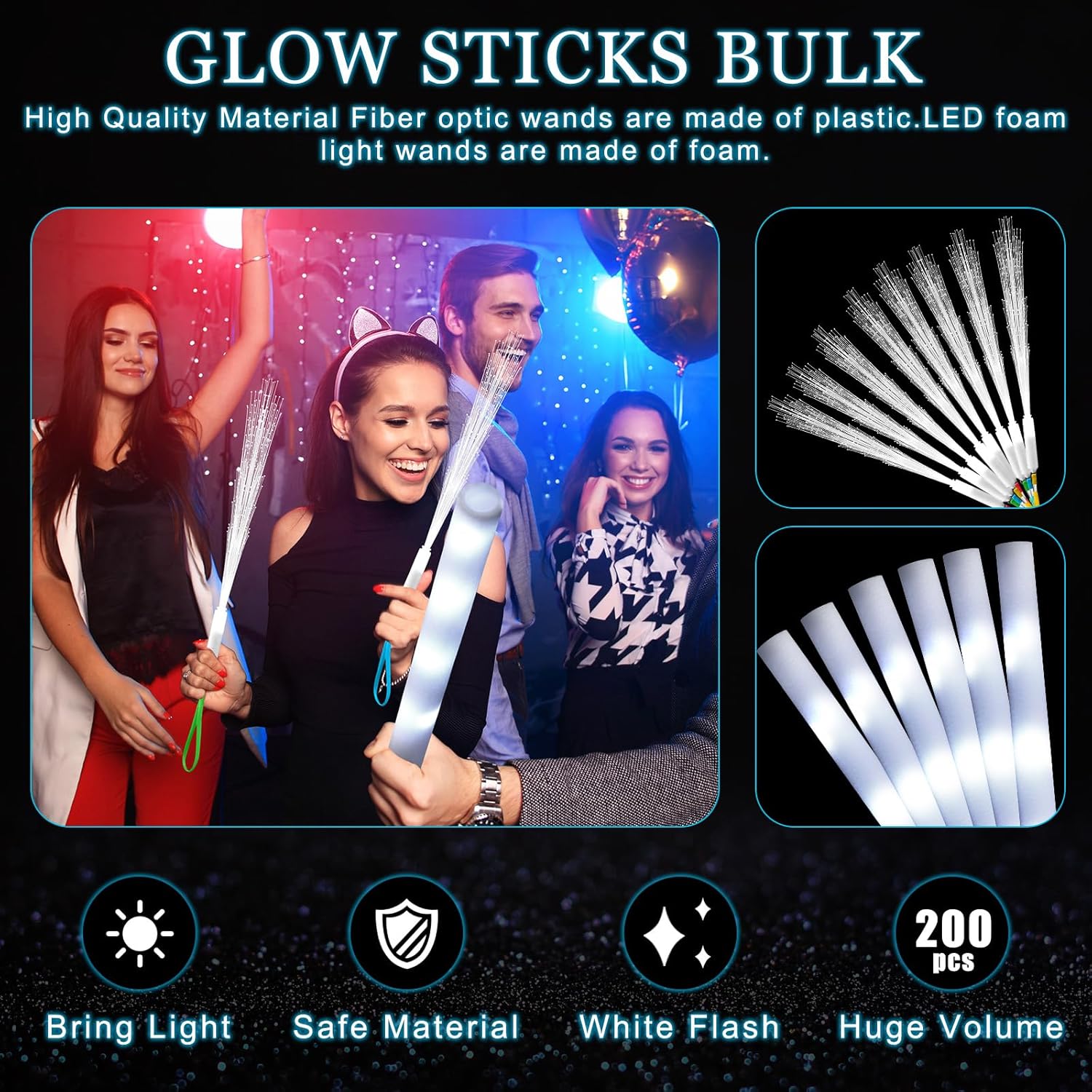 20pcs White Fiber Optic Wand L - đánh giá và giá Flashing Led Foam Sticks Party