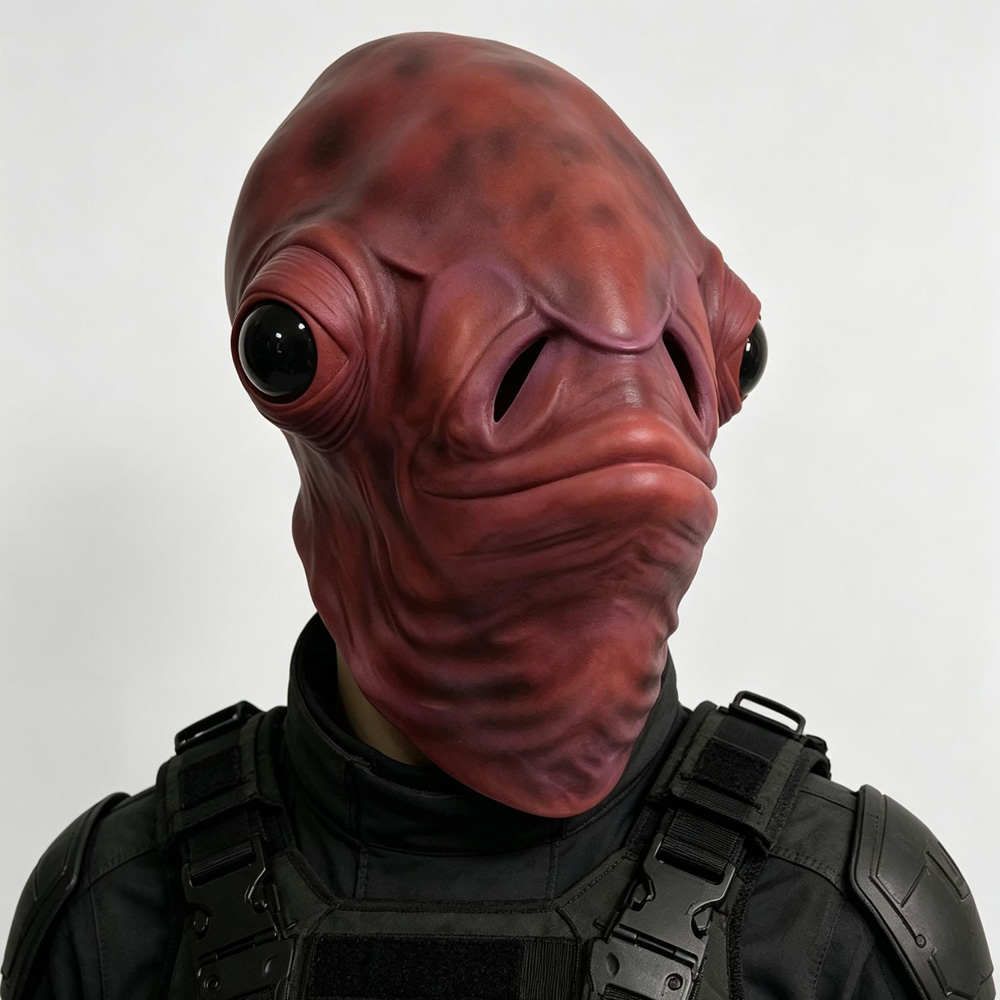 Realistic Red Fish Alien Full  - đánh giá và giá Latex Alien Mask Realistic